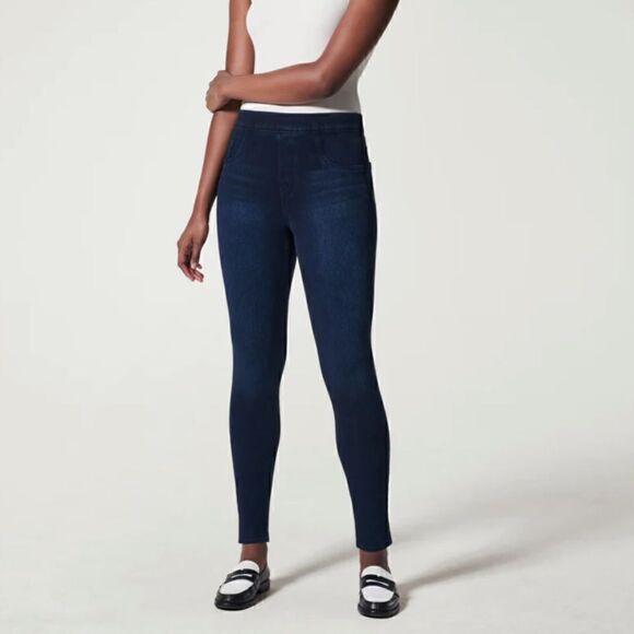 Spanx Jean-ish Ankle Leggings Twilight Blue Size Medium - Picture 2 of 9